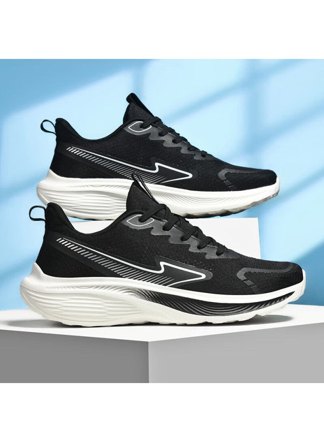 Double Star Eight Special Men's Summer Casual Shoes Breathable Lightweight Fashion Mesh Running Shoes Black And White Size 42 - Image 5