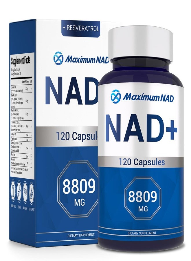 Maximum NAD NAD+ Supplement 8,809mg with Liposomal NAD and Resveratrol for Women & Men - 120 Capsules to Support Cellular Health, Boost Stamina & Healthy Aging, Vegan & Gluten-Free - Image 1