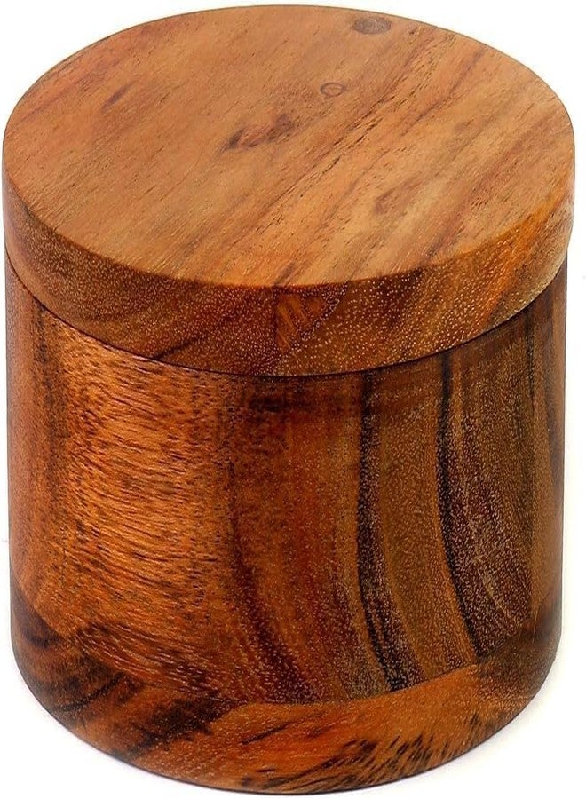 Kaizen Casa Acacia Wood Salt or Spice Box with Swivel Cover perfect for keeping table salt, gourmet salts, herbs or favorite seasonings, close at hand on your countertop. - Image 2