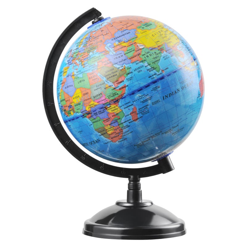 World Globe for Kids Learning  6 inch Interactive Earth Globe with Stand for Children Students Educational Geography Spinning World Globes Map Decorative Kids Room Classroom Desk Office Home