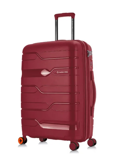 nasher miles Nasher Miles Paris Hard-Sided Polypropylene Check-in Luggage 28 inch | 75cm | 8 Wheels Large Trolley Bag for Travel | Suitcase (Maroon)