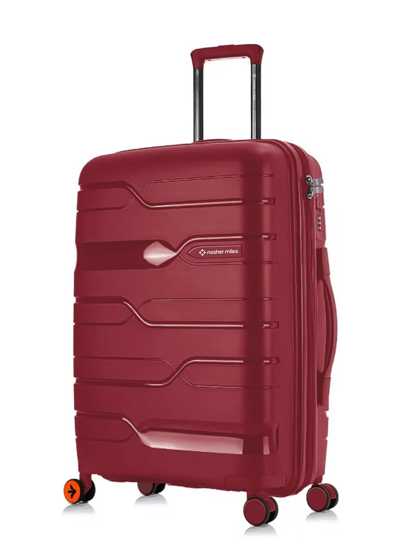 nasher miles Nasher Miles Paris Hard-Sided Polypropylene Check-in Luggage 28 inch | 75cm | 8 Wheels Large Trolley Bag for Travel | Suitcase (Maroon)