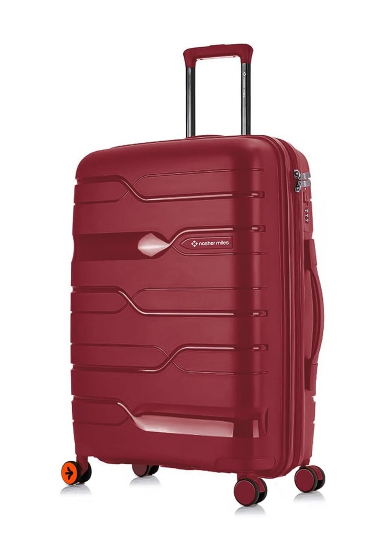 nasher miles Nasher Miles Paris Hard-Sided Polypropylene Check-in Luggage 28 inch | 75cm | 8 Wheels Large Trolley Bag for Travel | Suitcase (Maroon)  - Image 1