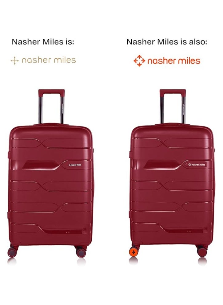nasher miles Nasher Miles Paris Hard-Sided Polypropylene Check-in Luggage 28 inch | 75cm | 8 Wheels Large Trolley Bag for Travel | Suitcase (Maroon)  - Image 2