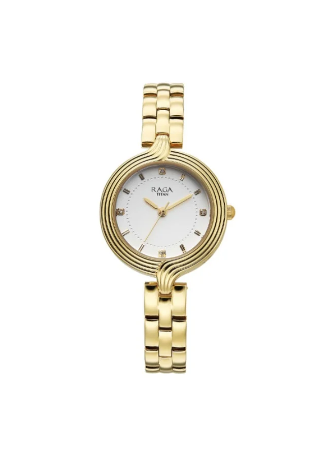 TITAN Titan Raga Showstopper Quartz Analog White Dial Rose Gold Metal Strap Watch For Women 95346ym01