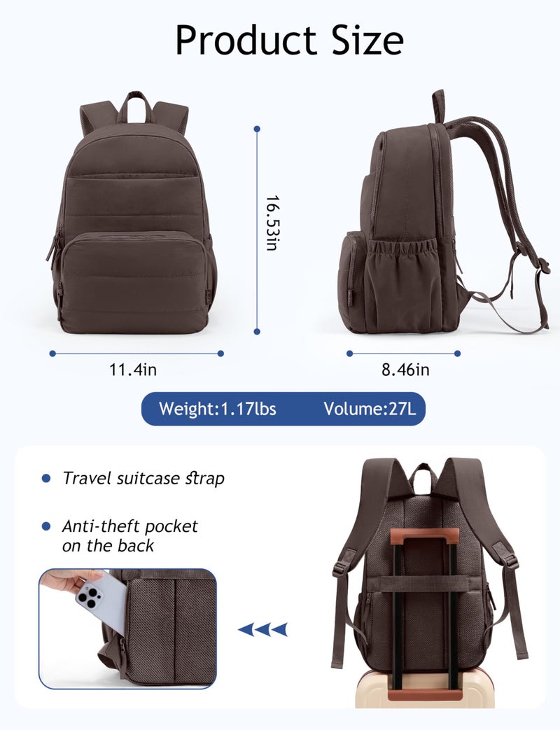 Uselike Travel Backpack for Women, 15.6 Inch Laptop Backpack, Quilted College Bookbag, Cute Work Backpacks, Water Resistant - Image 4