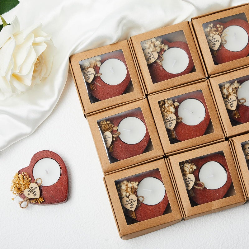 Otuuz 100 Pcs Wedding Candle Bulk Bridal Shower Candles Rustic Wedding Favors for Guests Bulk Wedding Gifts Candles for AnniversaryEngagement Party Favors Decor Deep Wood Color