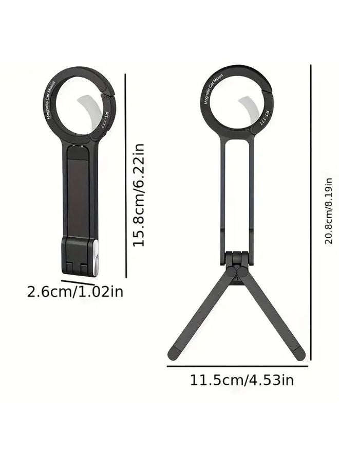 Black Magnetic Foldable Phone Stand 360 Rotating Selfie Tripod Desktop Holder - Image 1