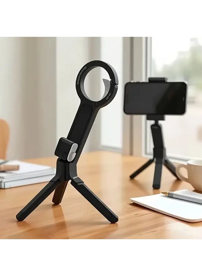 Black Magnetic Foldable Phone Stand 360 Rotating Selfie Tripod Desktop Holder - Image 4
