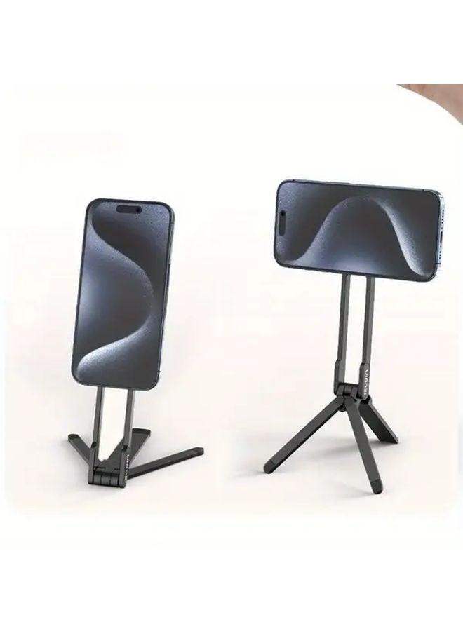 Black Magnetic Foldable Phone Stand 360 Rotating Selfie Tripod Desktop Holder - Image 3