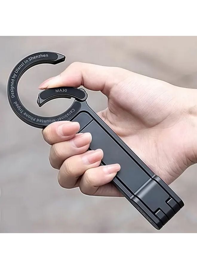 Black Magnetic Foldable Phone Stand 360 Rotating Selfie Tripod Desktop Holder - Image 5