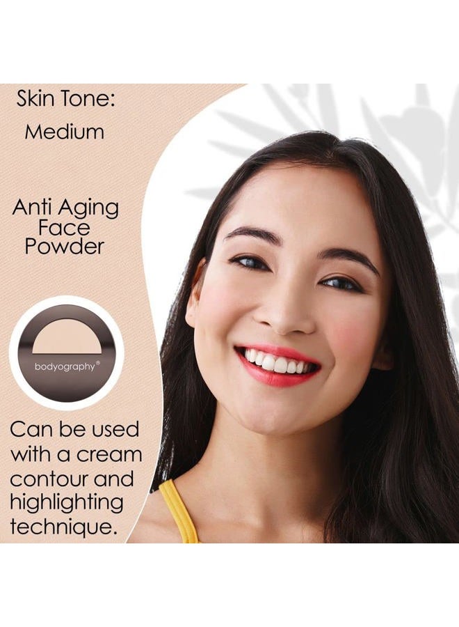 Bodyography Anti Aging Face Powder (Medium): Matte Oil-Free Salon Foundation Powder Makeup w/ Vitamin E, C & Antioxidants | Gluten-Free, Cruelty-Free, Paraben-Free - Image 2