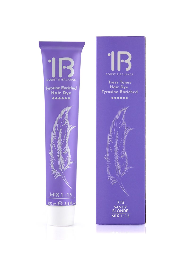 1B - 1B Hair Dye Sandy Blonde Color 7.13 Tress Tones Tyrosine Enriched 100ML - Image 1
