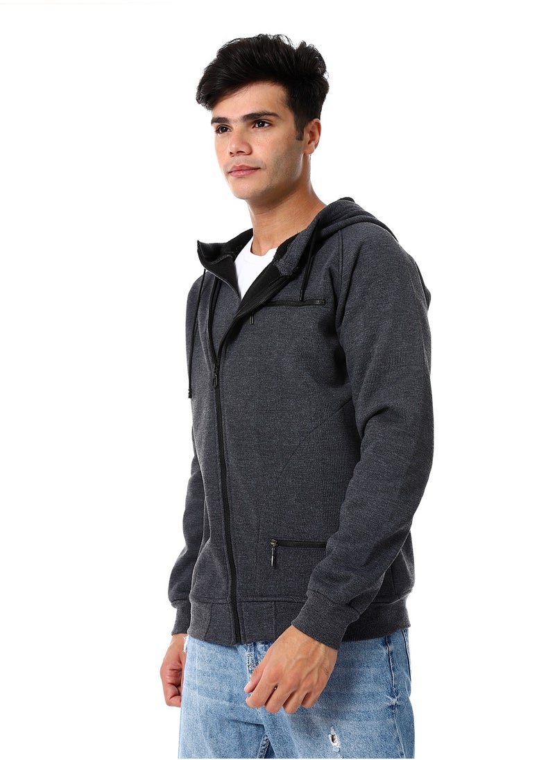 Caesar - Mens Front Pockets Zipped Hoodie - Image 1
