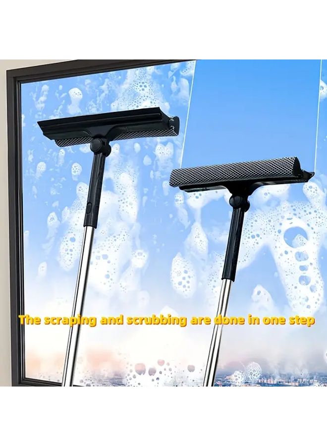 White Extendable Double Sided Window Cleaning Brush With Long Handle - Image 1