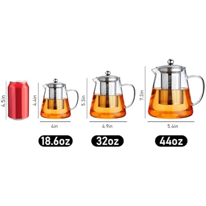 PARACITY Glass Teapot Stovetop With Borosilicate Clear Tea Kettle With Removable 188 Stainless Steel Infuser Teapot Blooming And Loose Leaf Tea Maker Tea Brewer For Camping Travel 550Ml - Image 4