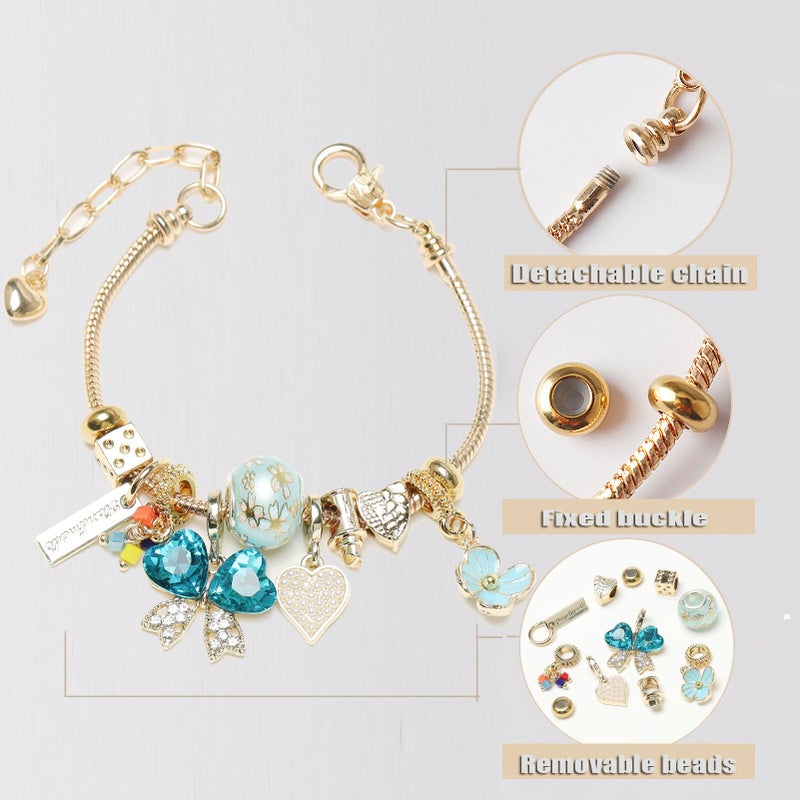 DS Charm Bracelets for teen girls exquisite cute cartoon friendship bracelet Gold Stainless Steel Bangle birthday Gift box Adjustable little girls kids jewelry holiday gifts (GOLD-11) - Image 4