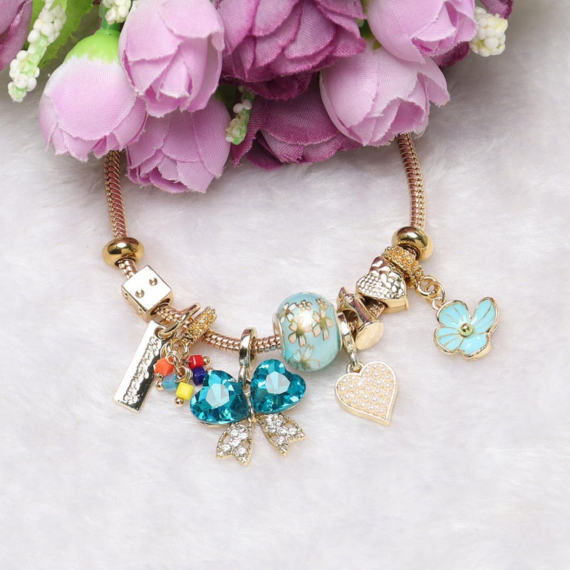 DS Charm Bracelets for teen girls exquisite cute cartoon friendship bracelet Gold Stainless Steel Bangle birthday Gift box Adjustable little girls kids jewelry holiday gifts (GOLD-11) - Image 2