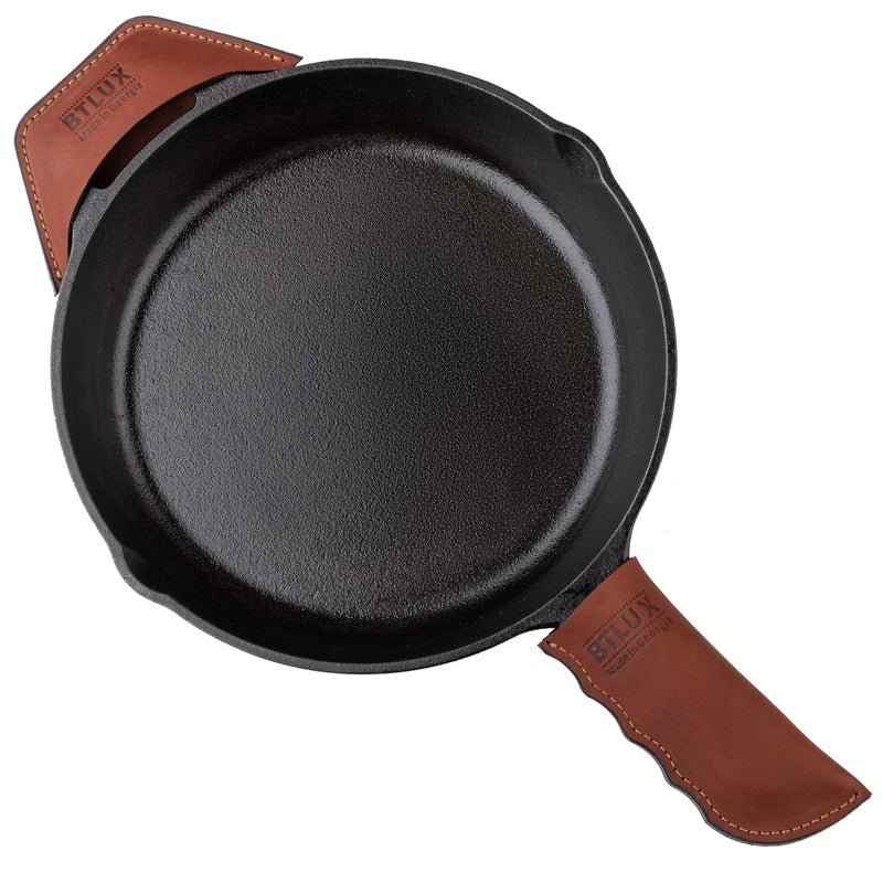 BTLUX Proudly Made in Georgia from Top Quality Full Grain Leather  Leather Cast Iron Handle Cover Set of 2  Heat Resistant Cast Iron Handle Sleeve for Skillets  Pot Holder for Hot Frying Pans Pots 