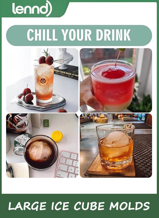 لينند قوالب مكعبات ثلج كبيرة، صواني مكعبات ثلج دائرية كبيرة للويسكي للمجمد، سهلة التعبئة والفك، كوكتيل ويسكي بوربون (5 سم × 6 كرات - أزرق / عبوتان) - Image 5