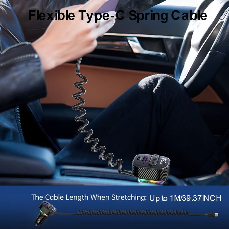 Black Wireless FM Transmitter Car Adapter 5.3 MP3 Player PD 30W Charger - Image 5