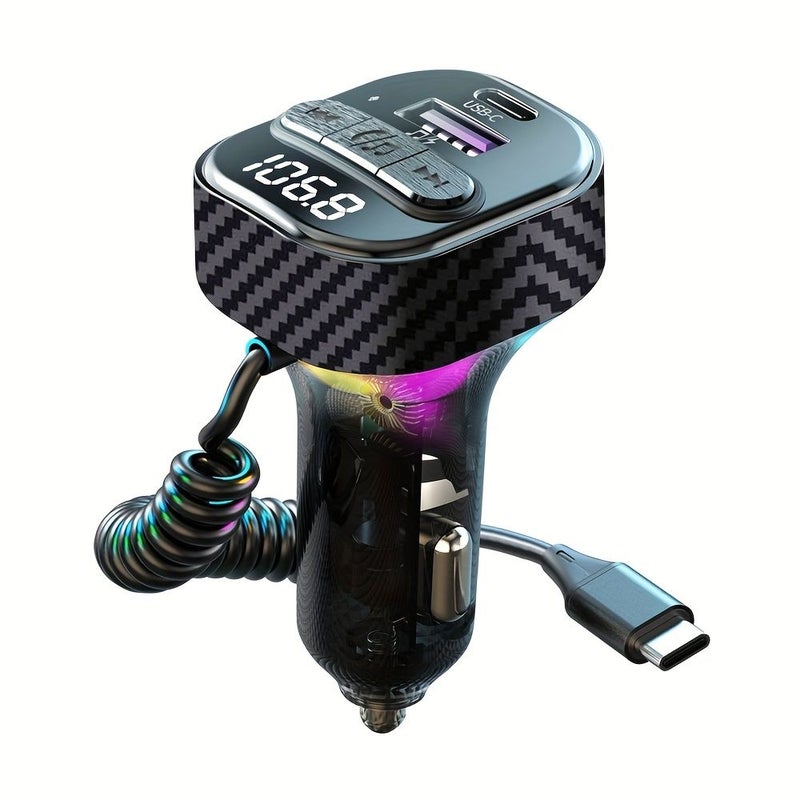 Black Wireless FM Transmitter Car Adapter 5.3 MP3 Player PD 30W Charger - Image 1