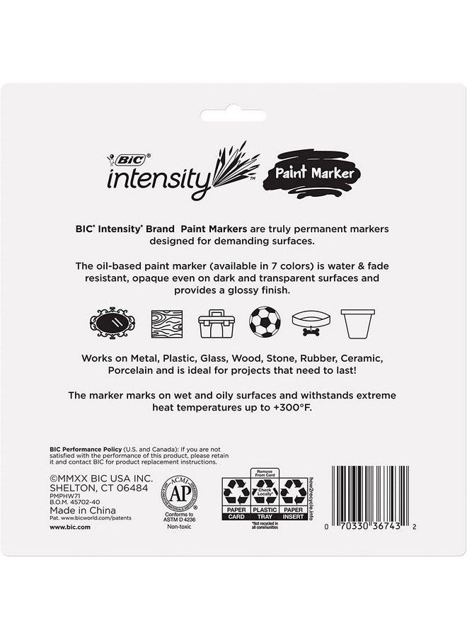 Bic - Intensity Paint Markers Assorted Colors 7 Count Vivid Colors Oilbased Water And Fade Resistant Works On A Variety Of Surfaces - Image 1