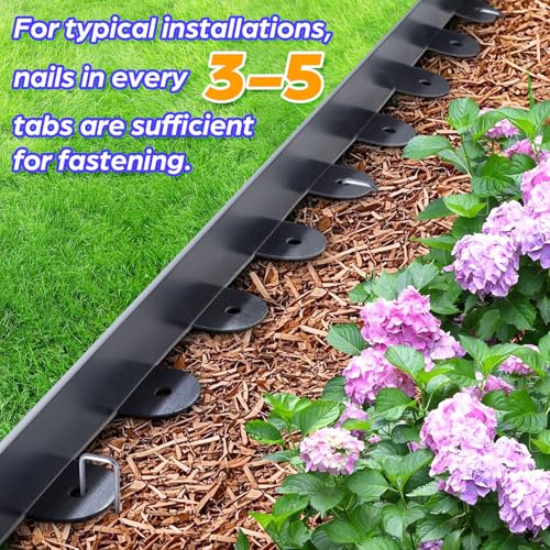 Jorvila Landscape Edging, 1.5" x 20' Plastic Garden Edging with 20 Pcs Metal Spikes, Flexible Garden Border for Lawn, Landscaping, Flower Beds - Image 5