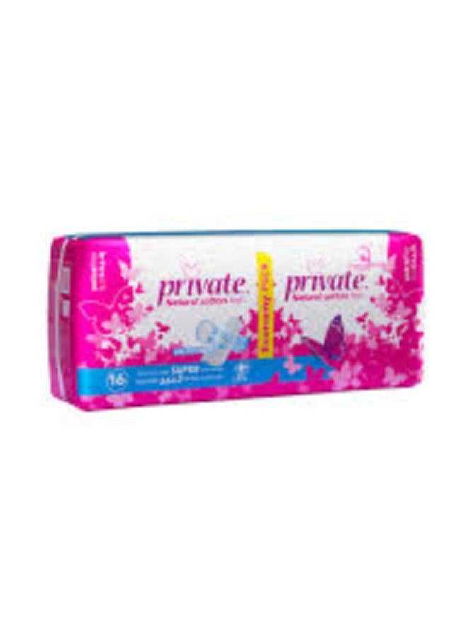 Private Extra Thin Super Pads with Wings 16Pcs