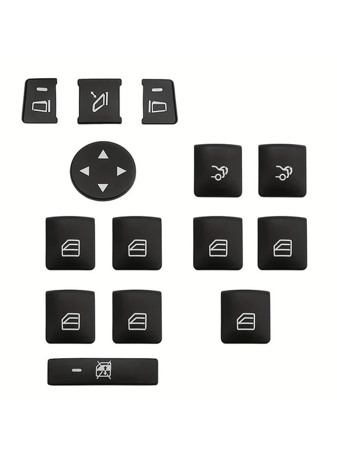 14Pcs Window Glass Lift Button Trim Cover Interior Door Power Window Switch Button Cover Compatible With Mercedes Benz A Class W176 B Class W246 C Class W204 E Class W212 GL ML CLA GLA GLE GLK Black - Image 5