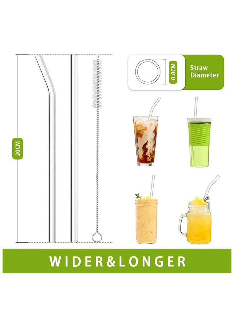 أنابيب الزجاج، ذات الاستخدام المتكرر، شفافة ومقاومة للحرارة العالية، مجموعة من 3 أنابيب مستقيمة و 3 أنابيب ملفوفة مع فرشتي تنظيف، مثالية للسموثيات والميلك شيك والشاي والعصائر، آمنة للغسالة (8 قطع) - Image 5