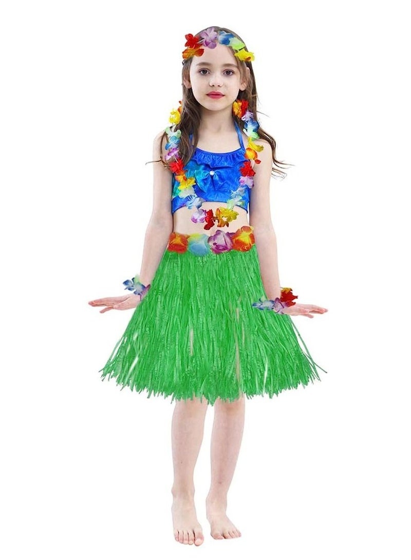 Party Time 5pcs Set of Green Hula Hawaiian Skirt Costume - Image 2
