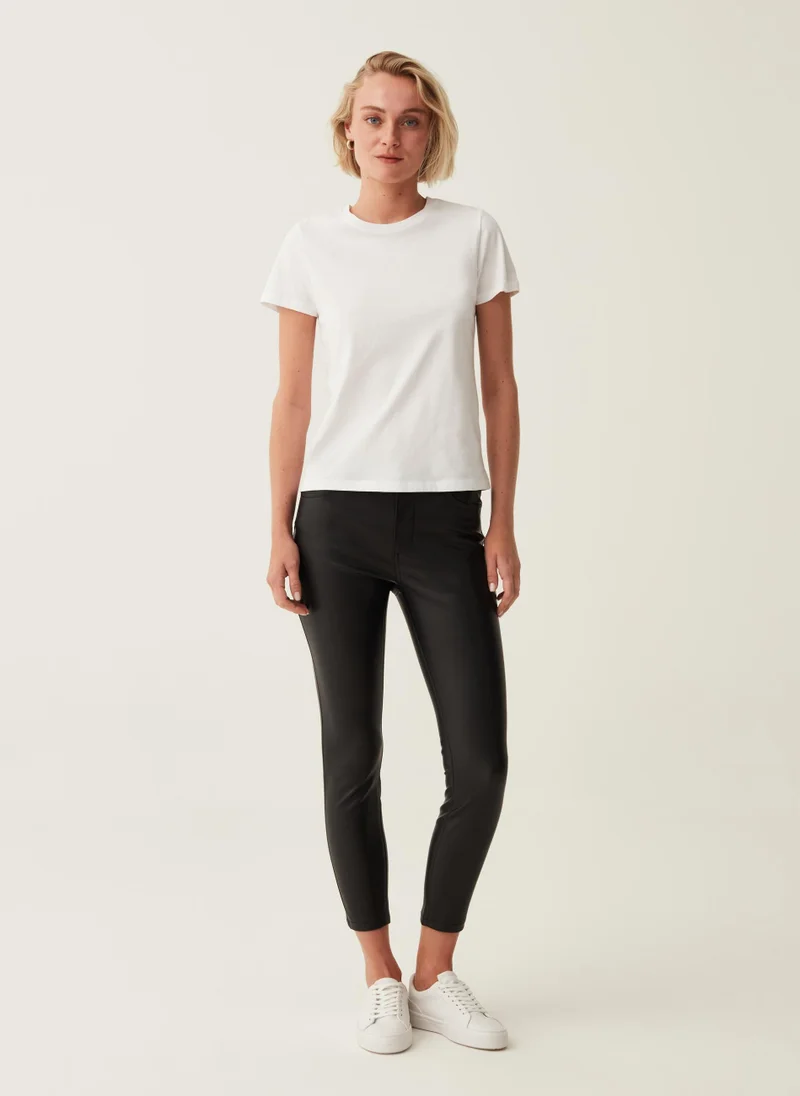 Ovs Cropped skinny-fit shiny-effect trousers