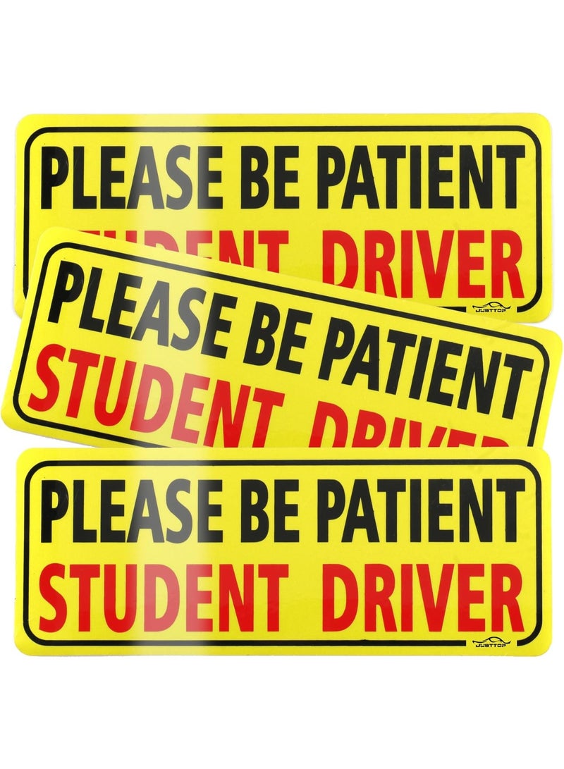 Bukela 3pcs Student Driver Magnet for Car, Please Be Patient Student Driver, New Drivers Sticker Safety Warning, Magnetic Reflective Rookie Driver Bumper Sticker (Black&Red) - Image 1