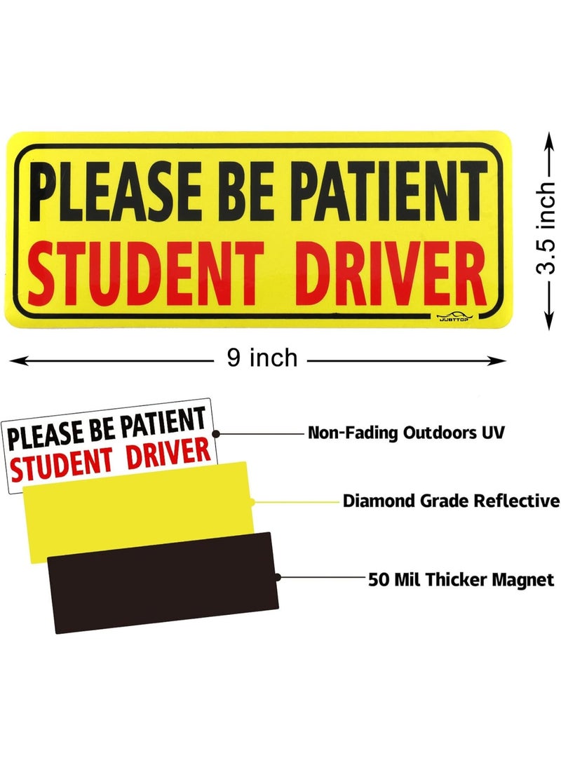 Bukela 3pcs Student Driver Magnet for Car, Please Be Patient Student Driver, New Drivers Sticker Safety Warning, Magnetic Reflective Rookie Driver Bumper Sticker (Black&Red) - Image 5