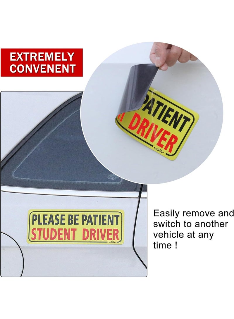 Bukela 3pcs Student Driver Magnet for Car, Please Be Patient Student Driver, New Drivers Sticker Safety Warning, Magnetic Reflective Rookie Driver Bumper Sticker (Black&Red) - Image 3