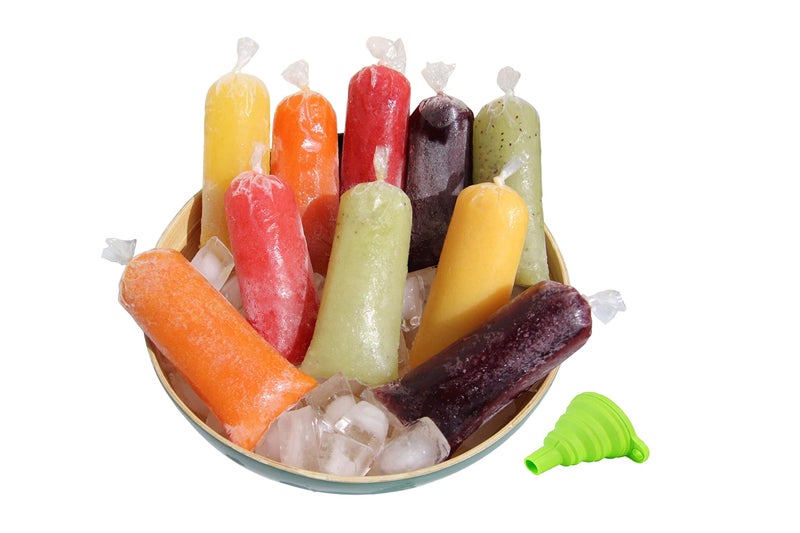 Boliz 200 Pack Popsicle Mold Bags for Ice Pops Frozen Icies Yogurt Fruit Candy Bolis Durofrio Charamuscas 3 x 10 inches comes with a funnel