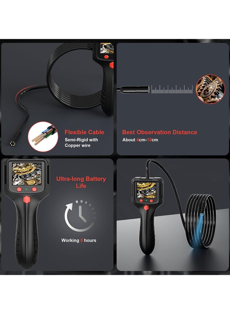 Automobile Repair Endoscope Camera with Light Industrial Digital Borescope Snake Camera 1080P 8mm IP67 Inspection Camera, 6 LED Lights 2.4" IPS Screen 10M Cable - Image 3