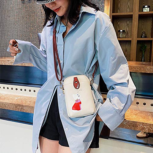Sunshinejing Small Crossbody Phone Bag for Women Leather Cute Cat Cellphone Purse Shoulder Bags PU Wallet (Off White) - Image 4