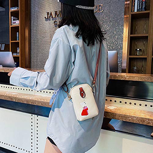 Sunshinejing Small Crossbody Phone Bag for Women Leather Cute Cat Cellphone Purse Shoulder Bags PU Wallet (Off White) - Image 2