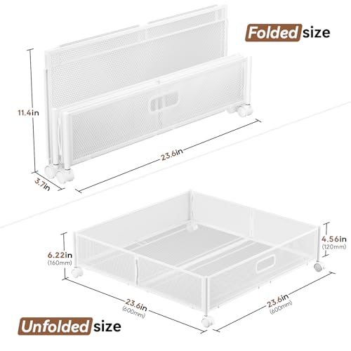 PHINOX Under Bed Storage, Under the Bed Storage Containers with Wheels, Under Bed Shoe Storage Organizer Drawer, Tool-free Assembly Metal Underbed Storage Containers for Bedroom Clothes Shoes Blankets -4PCK - Image 2