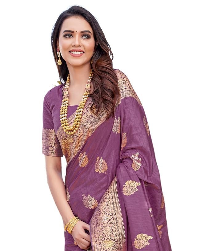 SIRIL Women's Banarasi Soft Silk Saree Pure Silk Kanjivaram Saree With Unstitched Blouse Piece (3657S6029A_Mauve) - Image 1