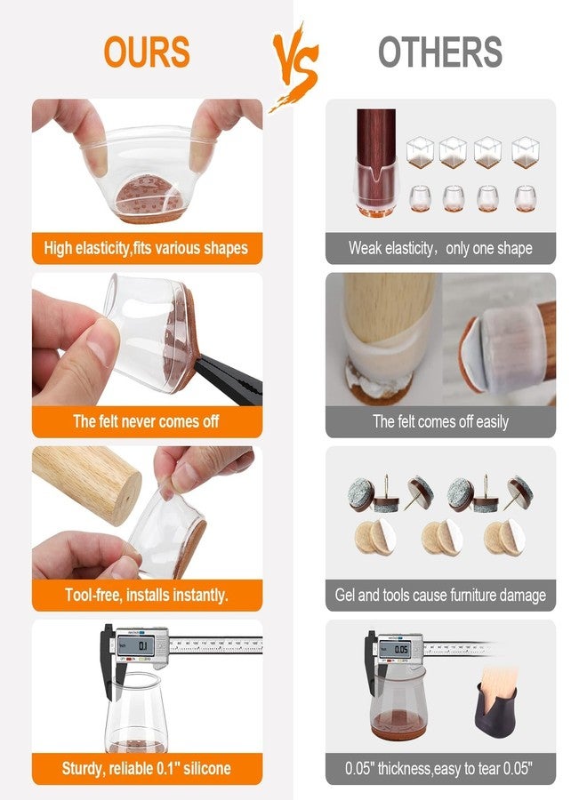 BCNJEPIN 24Pcs Furniture Leg Caps Silicone, Chair Leg Floor Protector, Rubber Chair Leg Protector for Hardwood Floors, Chair Leg Caps Chair Leg Covers for Wooden Floors - Image 3