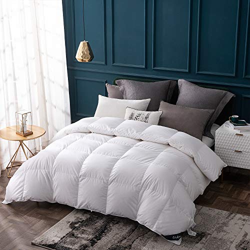 Globon Goose Down Comforter King Size,800 Fill Power All Seasons Luxury Duvet Insert, Ultra Soft 420 Thread Count Noiseless Shell, Medium Weight with 8 Corner Tabs, White - Image 2