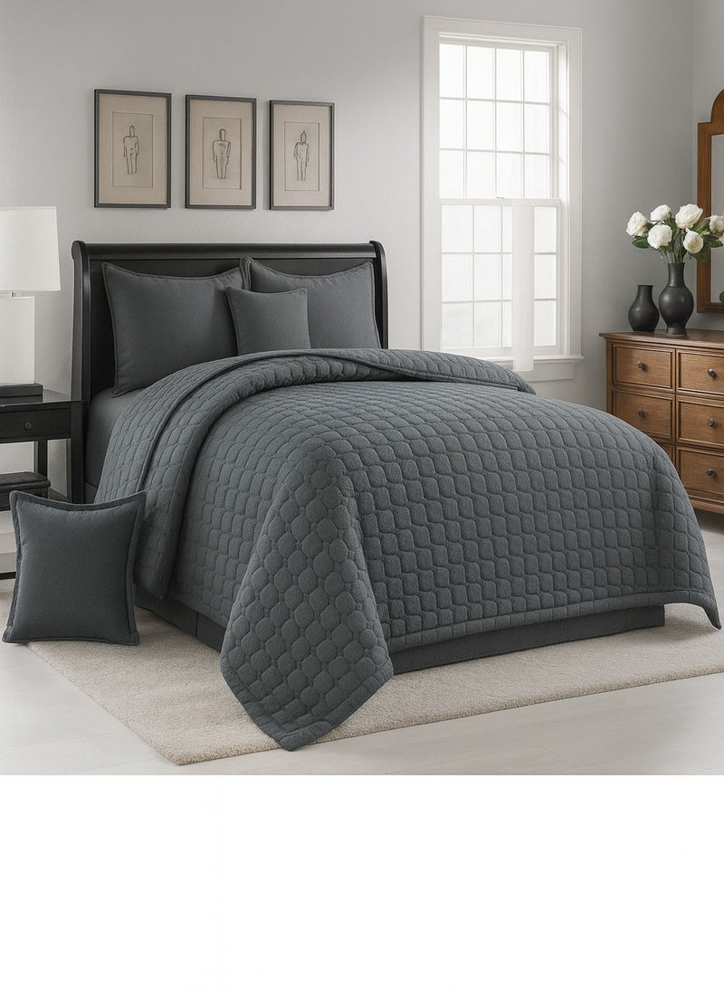 مينج لي طقم لحاف سرير نفرين مضغوط 6 قطع – بوليستر ناعم – مقاس كينج 230×250 سم – لون رمادي أنيق - Image 2