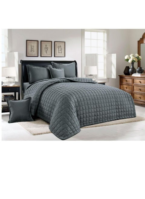 Double Duvet Set, Compressed Bedspread, 6 Pieces, Polyester, King Size Duvet, 230x250cm, Grey