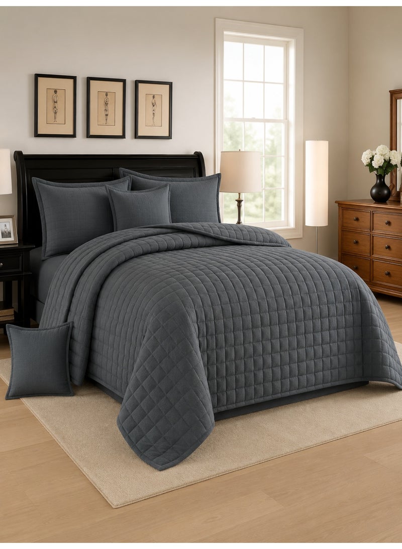 Ming Li Double DuvKing Size 6-Piece Compressed Duvet Set – Soft Polyester – 230×250 cm – Elegant Greyet Set, Compressed Bedspread, 6 Pieces, Polyester, King Size Duvet, 230x250cm, Grey - Image 1