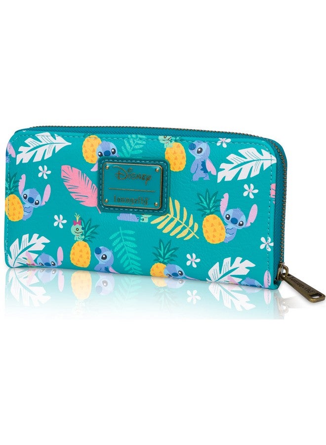 Loungefly محفظة جلدية مزيفة بطبعة استيتش الاستوائية من ديزني بتصميم أكورديون وسحاب دائري - Image 1