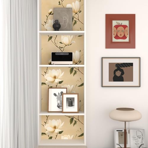 Laatse Floral Peel and Stick Wallpaper Vintage Khaki Contact Paper 175x393 Vinyl Waterproof Self Adhesive Removable Boho Modern Beige Leaf Wall Paper for Cabinets Bathroom Walls Bookcase Countertops - Image 3