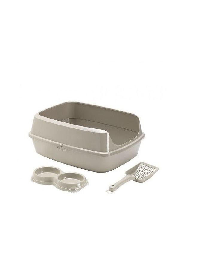 MODERNA Kit Cat Starter kit Large Litter Tray And Feeding Bowl Grey